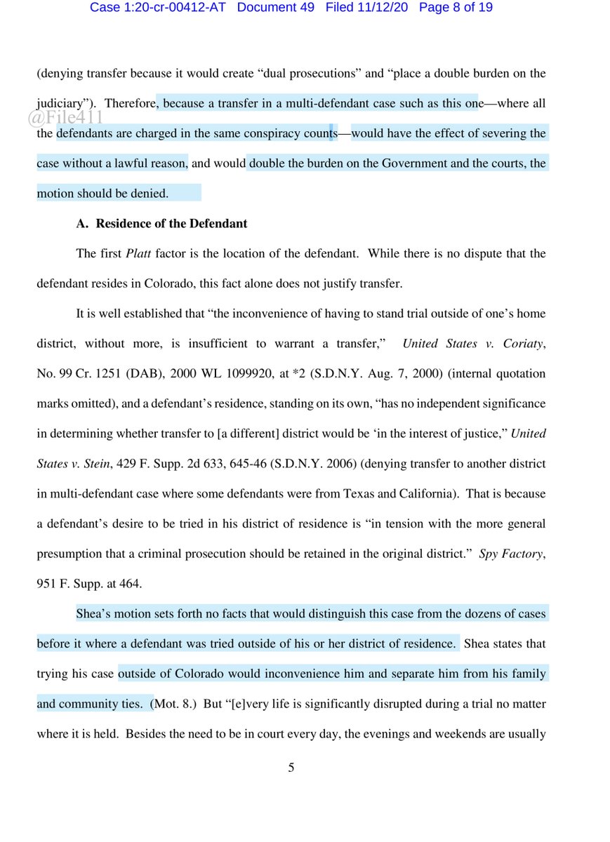 LOLS“Shea and his wife received hundreds of thousands of dollars in connection with the charged scheme.. Shea also took several trips— New York like Boston & Scranton—which belies the notion that Shea is incapable of traveling to the East Coast..” https://twitter.com/File411/status/1326992475203006468?s=20