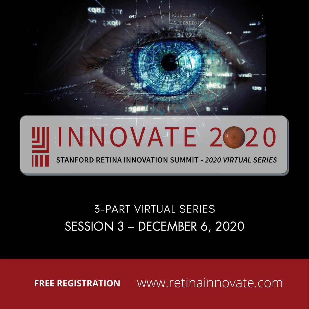 Session 3 now scheduled for Dec 6, 2020; 10 am ET. If you are not registered go to retinainnovate.com to join us!

#ivistameded #byerseyeinstitute #ophthalmology #retina #stanfordretina #innovate #innovation #ophthalmologist #entrepreneur #ivistameded #committedtovision
