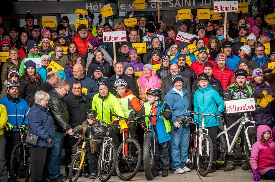 SJ Cycling led the charge to enact Ellen's Law in 2017 after the tragic death of Ellen Watters. Today, we continue to advocate  @Gov_NB to modernize the Motor Vehicle Act, making the rules of the road clearer to follow, educate and enforce. 7/10