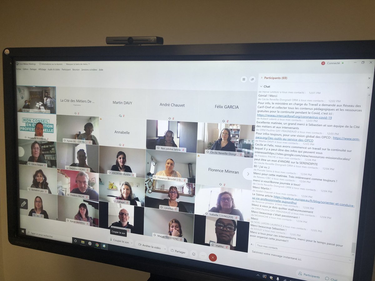 GARRIGUESseb's tweet photo. [ANIMATION DE RESEAU] : C’était aujourd’hui - l’édition 2020 de la journée de CULTURE COMMUNE du SPRO MEEB. #100digital #plusde80participant.e.s FÉLICITATIONS  &amp; BRAVO à tou.te.s : partenaires - participant.e.s et surtout l’équipe de la @Citedesmetiers 😉👍🤞😜 https://t.co/pbHV8wxJst