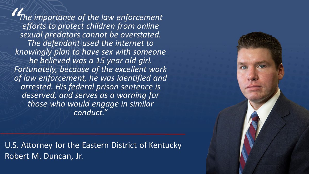USAO_EDKY's tweet photo. California Man Sentenced to 120 Months for Attempted Online Enticement of a Minor
https://t.co/7l1B93Ne35 https://t.co/bmhu3tYoTs
