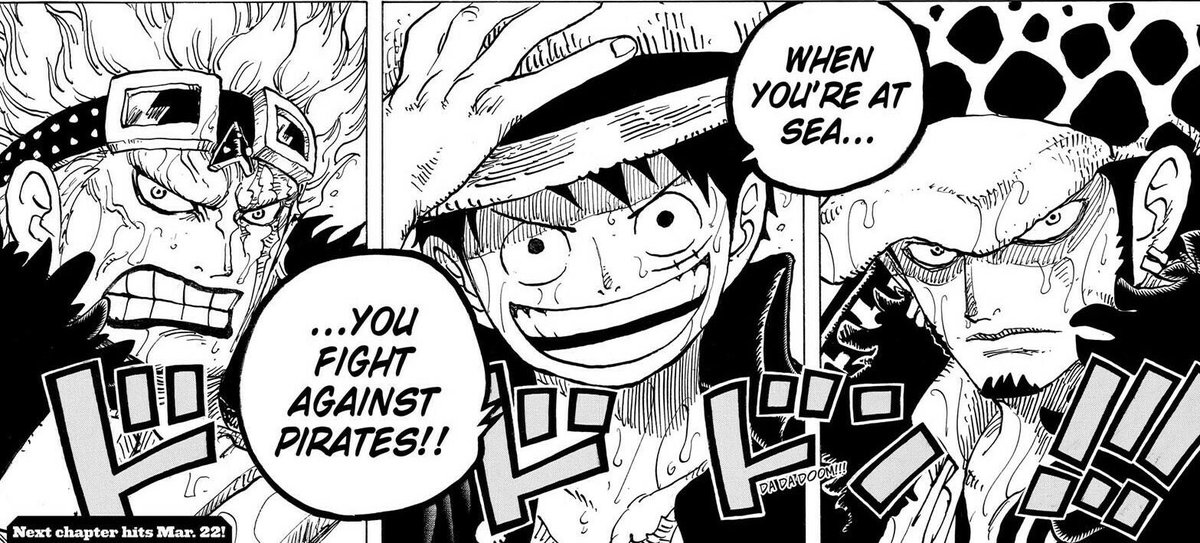 À ça j’ajouterais que d’un point de vu hiérarchique, Zoro ne fait pas parti des leaders de l’alliance.Car oui, dans l’alliance pirate/Ninja/samouraï/minks, il y a plusieurs groupes:-les 3 équipes pirates dirigés par Luffy, Law et Kid;-les samouraïs/Minks dirigés par Kin...