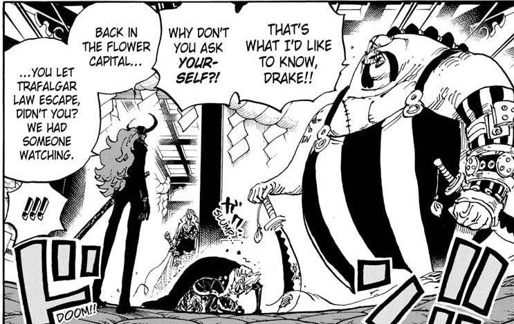 Du côté des forces de Kaido, y a de puissants perso se battant en partie à l’épée/arme tranchante:-les Calamités;-Who’s Who et Sasaki;-et Hotei (même si on ne connaît pas son niveau malgré son statut supposant un bon lvl).Vous devinez certainement où je veux en venir.