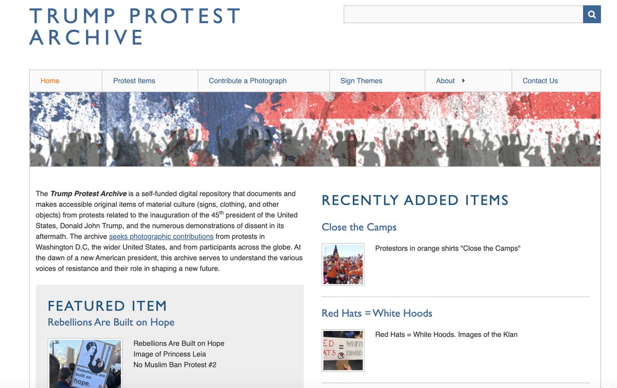 With just under 70 days until the end of the Trump Presidency, you might enjoy browsing over 1,300+ images of protest signs &amp; clothing on TrumpProtestArchive.com.  The <a href="/TrumpProtestA/">TrumpProtestArchive</a> is a crowdsourced project formed in Jan 2017, the day before the Women's March. #twitterstorians