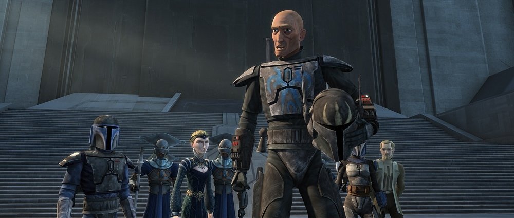 Judging by the age of the young Din Djarin we see, he is found sometime around the end of the Clone Wars.He is found by members of the group known as Death Watch.This is what other Death Watch Mandalorians looked like in 19 BBY, the last year of the Clone Wars. No helmets.