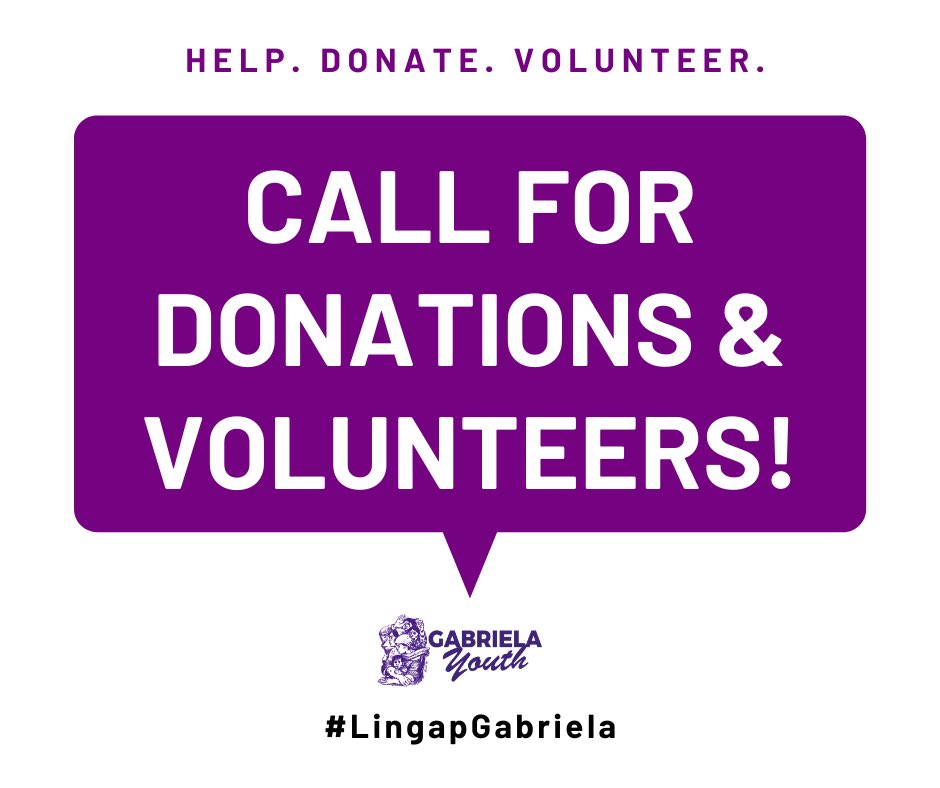 gabrielayouthph's tweet photo. #LingapGabriela

Muling nananawagan ang Gabriela Youth para sa mga donasyon at nais mag-volunteer. Lahat ng makakalap na donasyon ay mapupunta sa mga residente ng Distrito 2, Quezon City, Tondo, Manila, at iba pang bahagi ng Luzon na malubhang nasalanta ng bagyo! https://t.co/IFC6WLi761