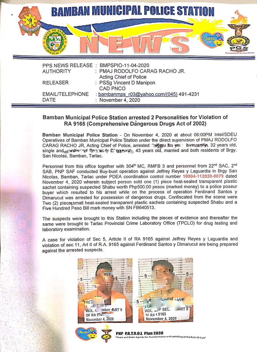 TarlacPPO's tweet photo. PRESS RELEASE: 

#WeFightAsOne #PNPChief #PNP #PNPPatrolPlan2030 #PCRG #PIDDPCR #policeregionaloffice3 #PRO3 #CommitedtoDeliver #PNPKakampiMo #TeamPNP #ToServeandProtect #rpio https://t.co/BxgYyVJF15