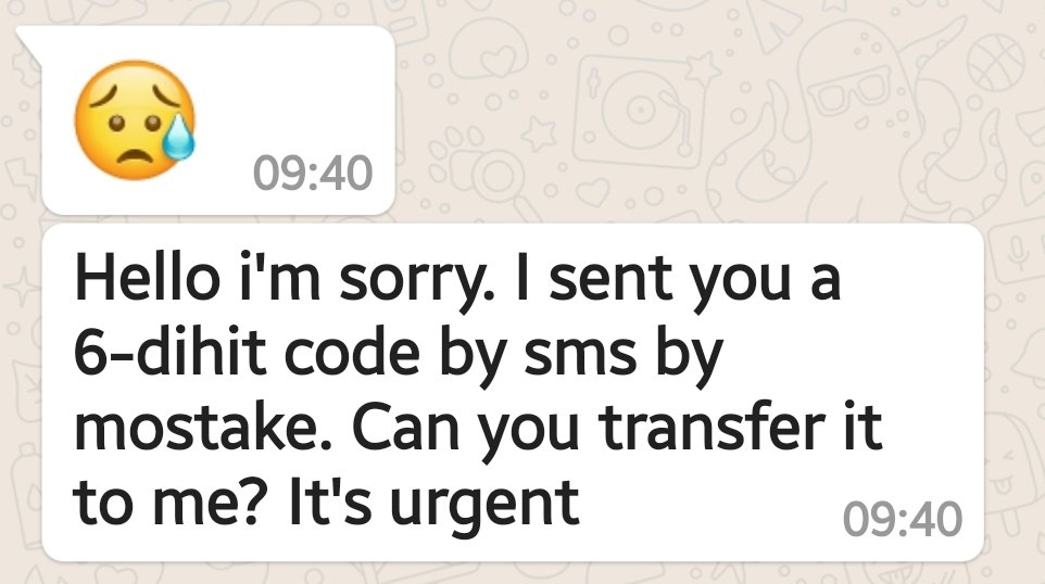 Actually, Penny might send an emoji. So I thought this was her. It was followed by a request which looked completely plausible.