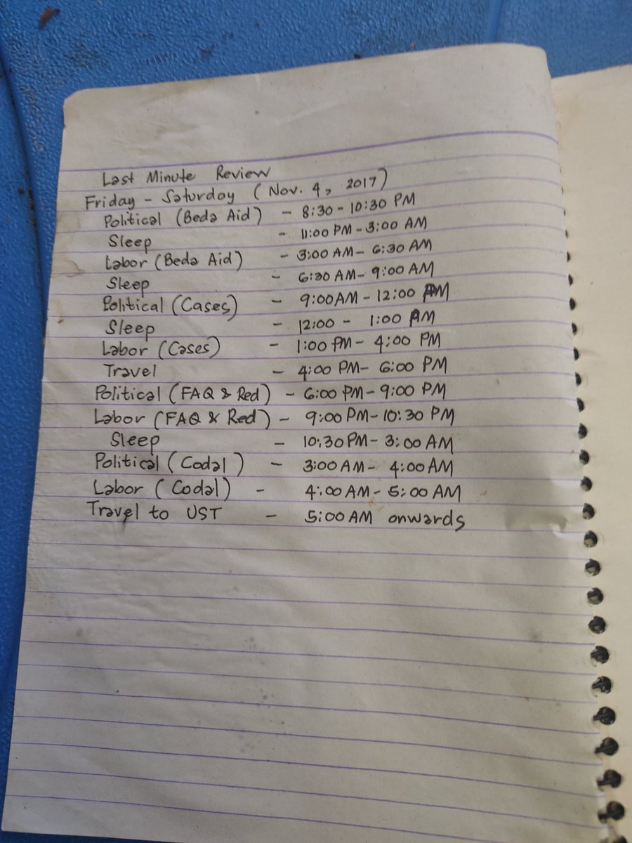 virg0789's tweet photo. I went to the kitchen when I saw this familiar notebook. This is my practice notebuk for the Bar.That week before the Bar, pag may tanong na naiisip ko, sinasagutan ko sa practice notebook.Sadly, naging pamparikit naman na ng apoy ito.Pati siguro yung 7 other notebooks.
#BAR2017 https://t.co/zohr8p9zu5