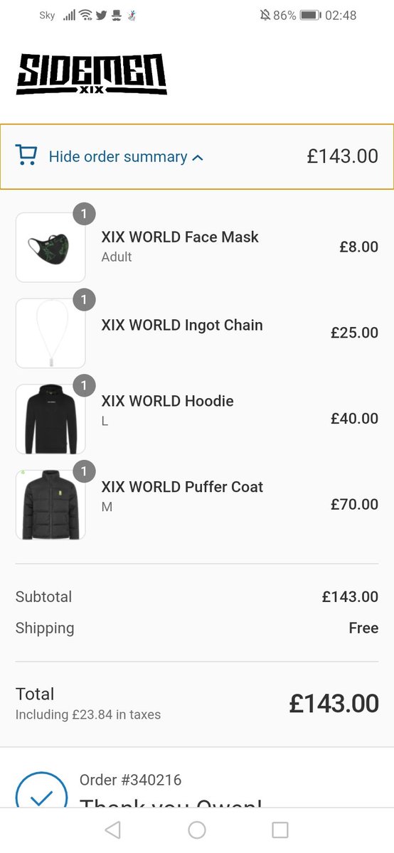 Just copped some xix world merch #XIXWorld @SidemenClothing 👀