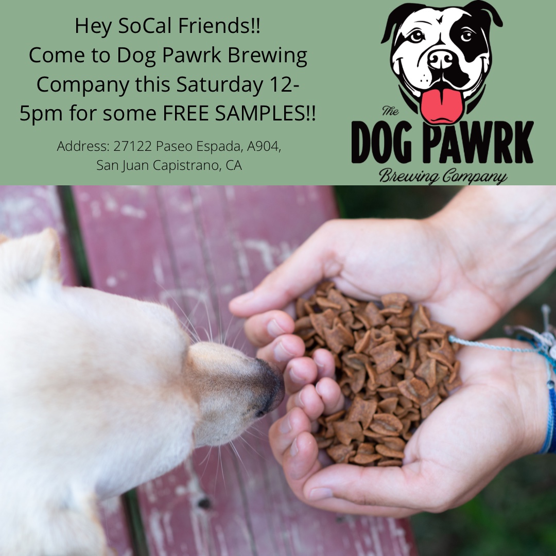 Hey SoCal Friends!! Come to Dog Pawrk Brewing Company on Saturday 11/14 12-5pm for some FREE SAMPLES and a good time 🐶 Dogs and Humans are invited!! We hope to see you there 🍻 #Saturday #FreeSamples #SanJuanCapistrano