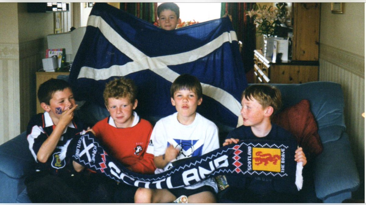 Its been 22 years since we last watched Scotland is a major tournament. Been a long wait. Still got the flag and the scarf. Top might not fit.