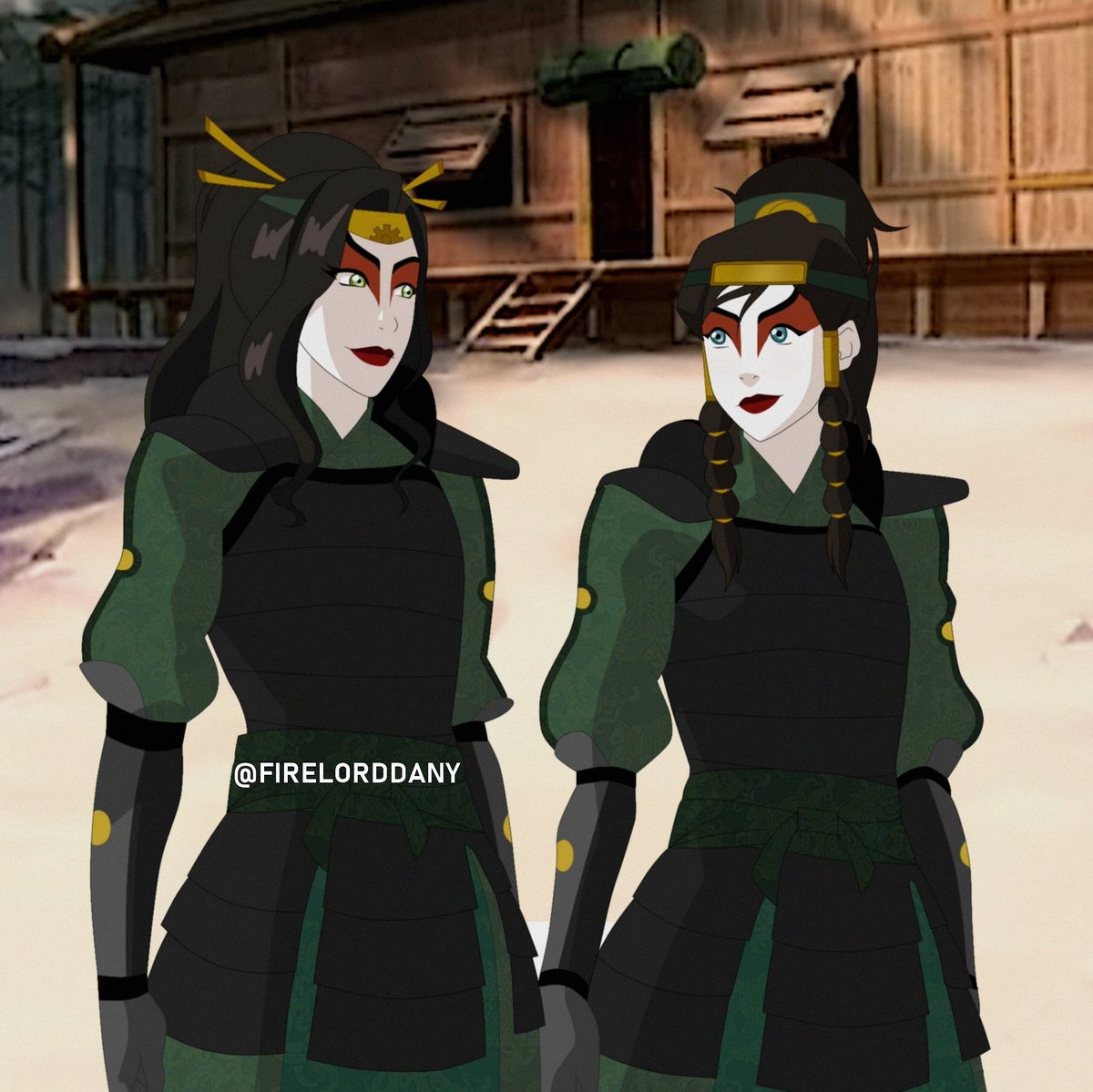 firelorddany's tweet photo. may i present to u... korra and asami as kyoshi warriors 🥺 https://t.co/BSctEl5cdX
