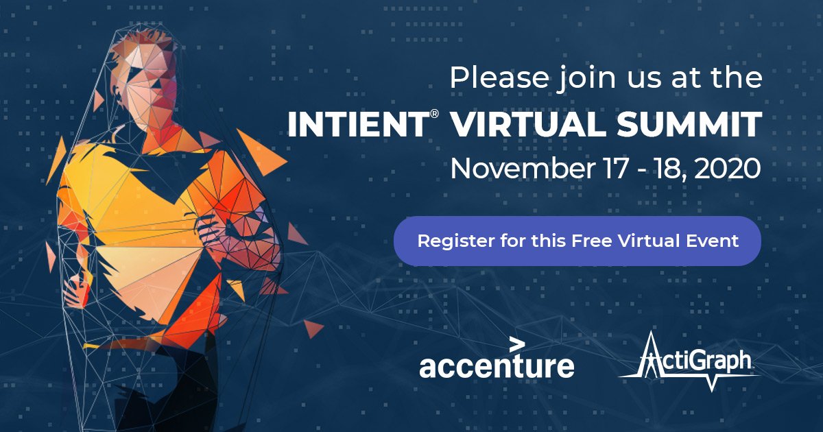 actigraph's tweet photo. Join us next week for #INTIENTSummit! This event brings together industry leaders &amp; peers to collaborate &amp; resolve the challenges facing Life Sciences. ActiGraph's Head of Business Operations, Matt Biggs, will host a virtual meeting room. Register today: https://t.co/crjy7oE6mh https://t.co/bWR0QEO3lS