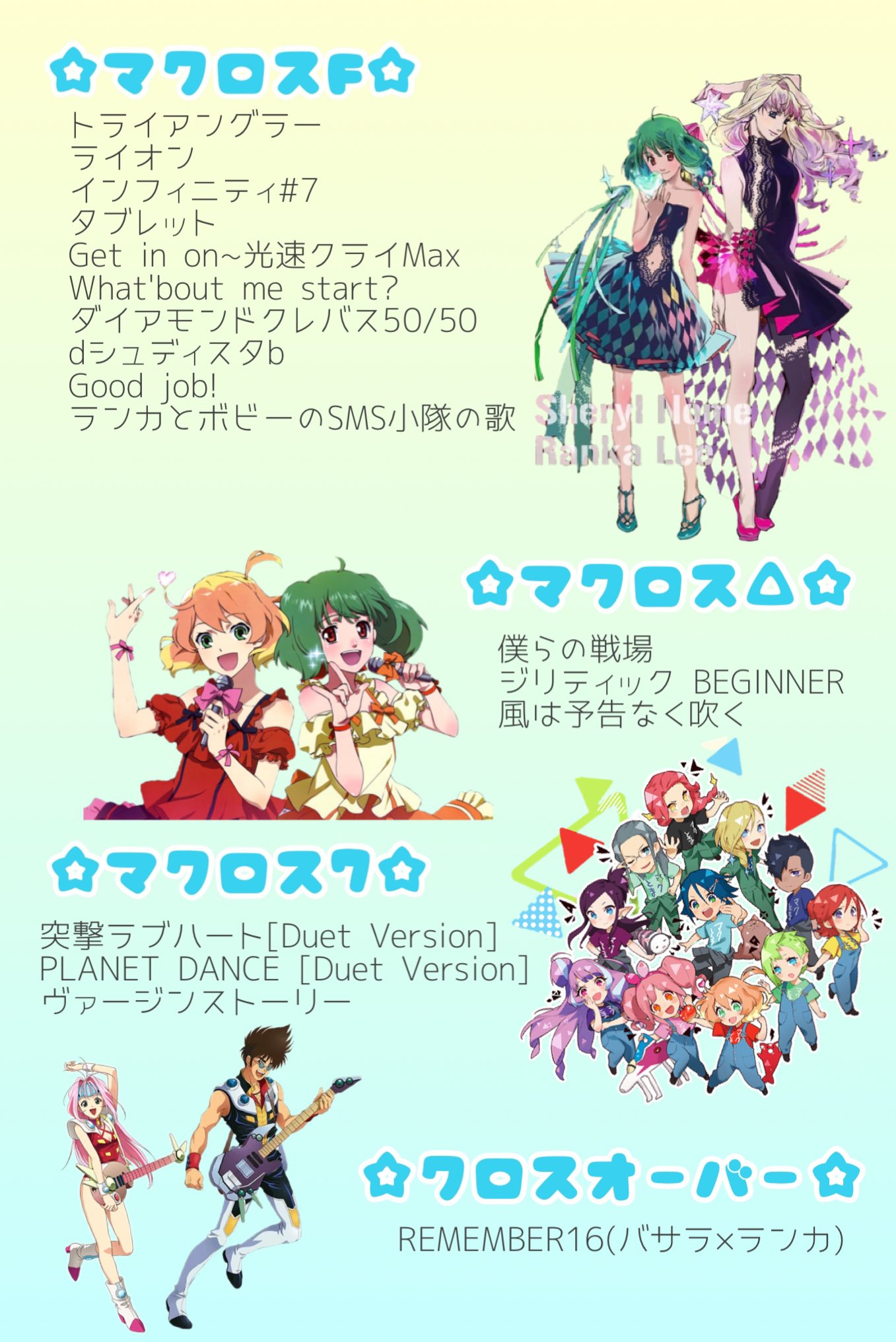 マカ りんくる新潟 マカ歌える曲リスト更新 このリストはとりあえず カラオケでパート分けされてるやつ 別れてないけど歌える みたいなのはマカに聞いてね T Co Ic0hohcvqa Twitter