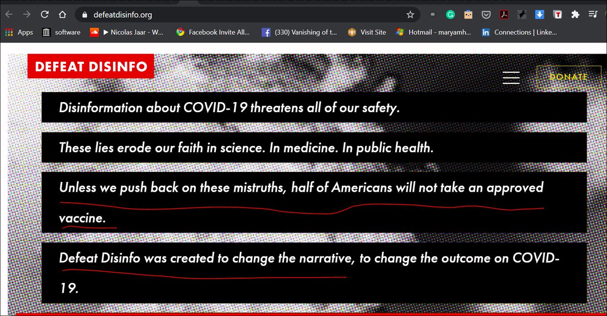 MaryamHenein's tweet photo. #DefeatDisinfo is ALL DISINFO. Who are the WHORES running this site?
"Unless we push back on these mistruths, half of Americans will not take an approved #vaccine."
https://t.co/mY2R3PiVBd https://t.co/m7xbX2Z1h3