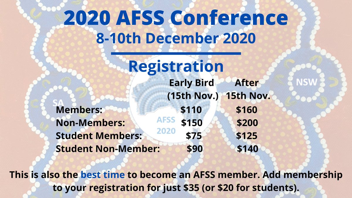 AusFreshwater's tweet photo. #AFSS2020 Conference "Water Connects Us" (8-10th December)
Early bird (cheaper) registration rates close THIS SUNDAY 15th November. This is also the best time to #JoinAFSS as a member.
To register and find out more about the conference: https://t.co/YGItNgiUKL https://t.co/1wNVH4encR
