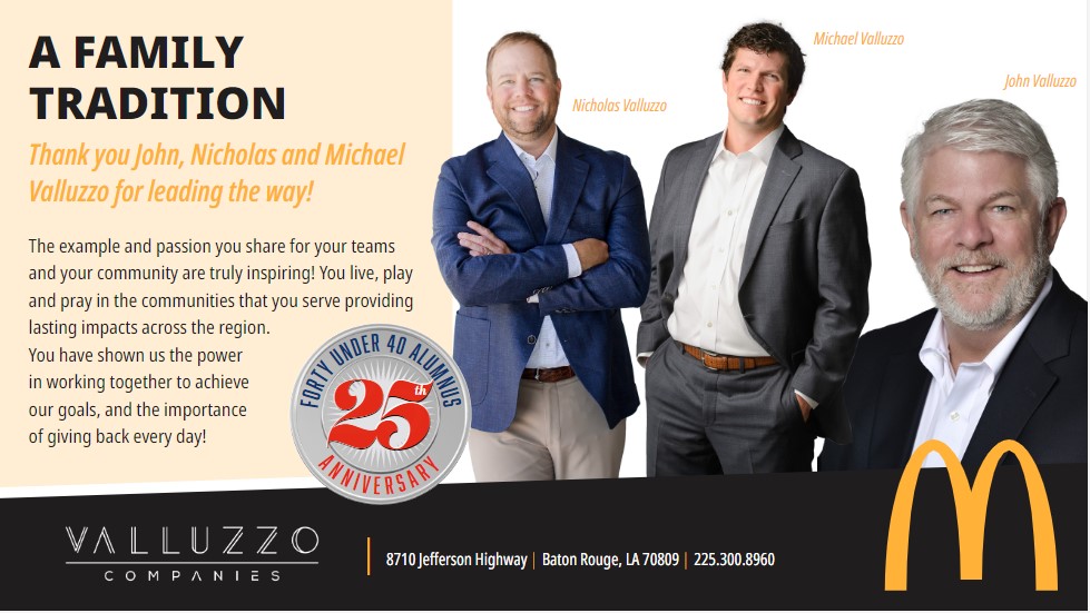 ValluzzoCo's tweet photo. @brbizreport announced their 25th Anniversary of 40 Under 40. Congratulations to John, Nicholas and Michael for setting an incredible example for our McFamily. https://t.co/74wlDCFQ6s
