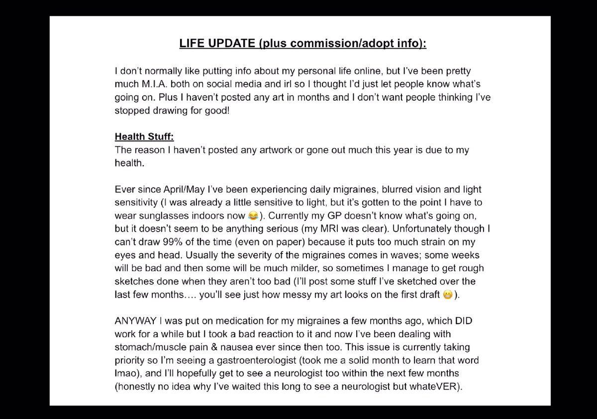 HalfGoldTiger's tweet photo. Here’s why I’ve disappeared for anyone wondering - also if I’m well enough these next few days I’ll hopefully manage to post some of those old drawings that I forgot to share earlier this year! https://t.co/ndaCOvV2Vm