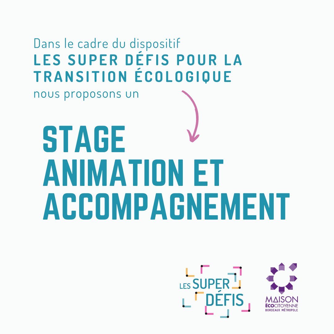 [#STAGE ] 

🌏 Dans le cadre des Super Défis, nous proposons un stage de d'environ 6 mois pour participer à la coordination des défis sur les thématiques eau et énergie, déchets, alimentation et mobilité ! 

Découvrez l'offre complète : ow.ly/iypo50Cdpl8