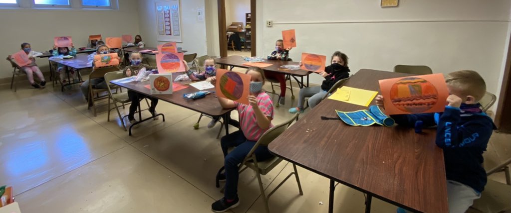 ArtAndMsG's tweet photo. We read aloud The Dot by Peter Reynolds in all four Byesville #secondgrade art classes today, then everyone created their own dot! #artclass #ColtReadAloud @jennoevancho @RHLSD_Colts https://t.co/f757YK1Ahl