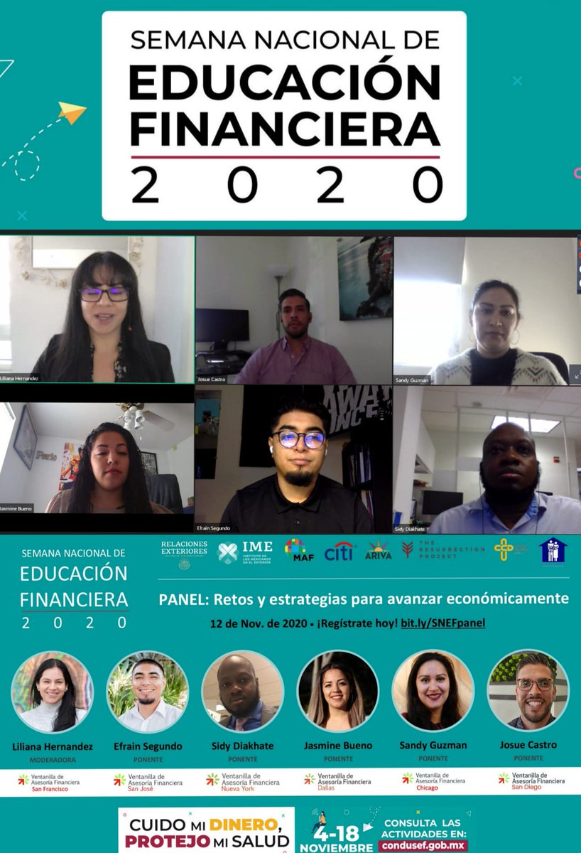 ConsulMexDal's tweet photo. ✅ En el marco de la #SNEF2020 la @VAFDallas de @ConsulmexDallas realizó el taller "Retos y Estrategias para Avanzar Económicamente".
✅Para orientación en #Educación #Financiera #Virtual, escribe 📧 a info.VAFDallas@gmail.com o ☎️ llama al 214-772-0370. https://t.co/7iWpGXNlfN