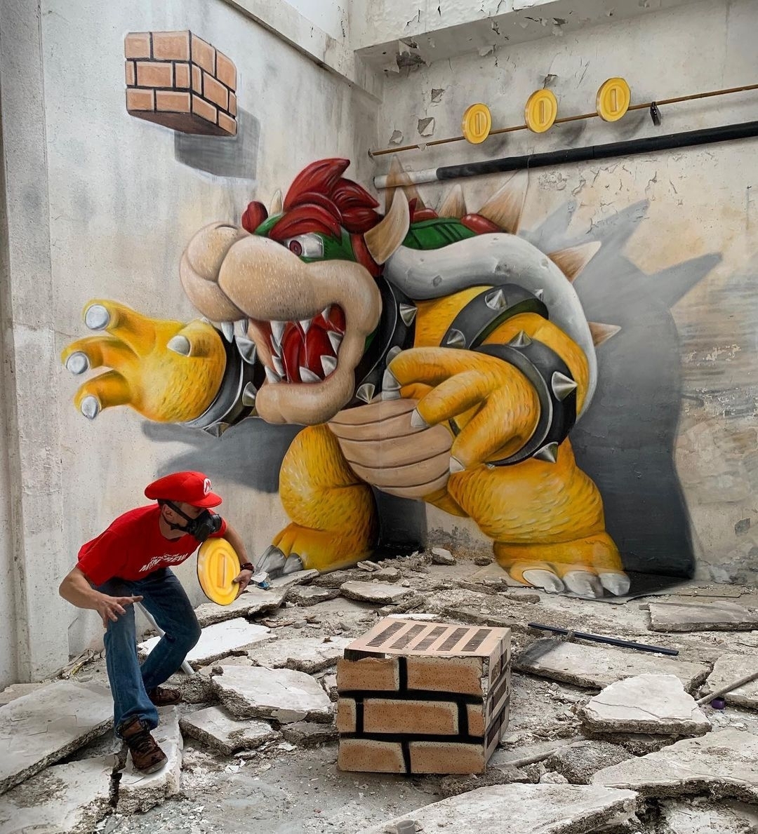Dreemardeep's tweet photo. RT @dannywishu RT @globalstreetart : #Anamorphic Bowser by @scaf_oner
---
#GlobalStreetArt #StreetArt #PaintedCities https://t.co/papkKP5P8v