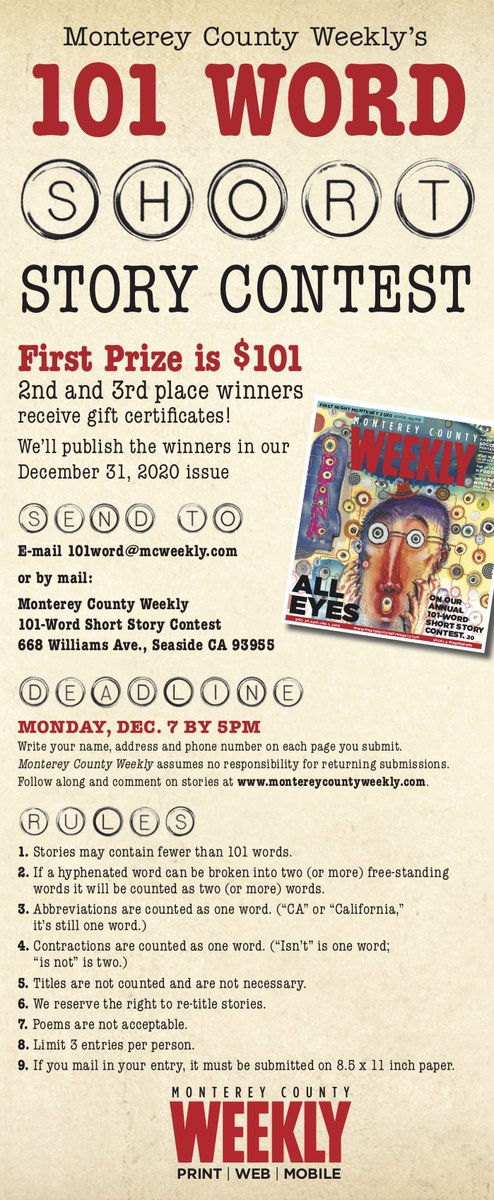 mcweekly's tweet photo. Test your writing skills. If you dare. #MoCo #mcweekly #MontereyCounty https://t.co/cGljcm3JE1