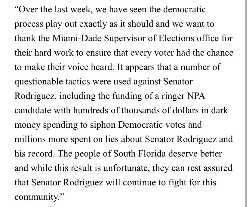 PhilPrazan's tweet photo. .⁦@FarmerForFLSen⁩, FL Democratic Leader Designate, on results of #FL37 recount. Mention of “ringer” candidate but says the democratic process played out. He thanks ⁦@MDCElections⁩. @nbc6 https://t.co/5IF5BxexTv