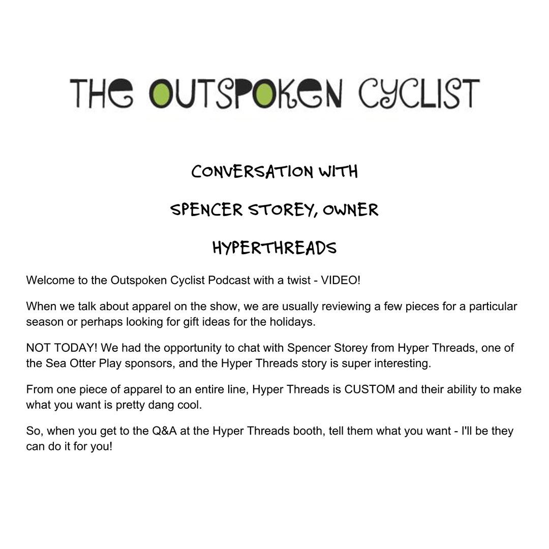 SeaOtterPlay's tweet image. You can still join the @outspokencyclist as she digs into the interesting story behind @hyperthreads with their very own, Spencer Storey! To catch what you missed head to buff.ly/32vzo0a.

#seaotterplay #outspokencyclist #hyperthreads #customapparel #inspiredbyyou