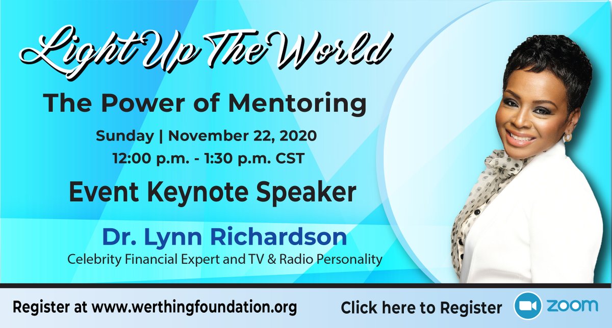Werthingfdn's tweet photo. Join Dr. Lynn Richardson at Werthing Foundation’s launch of Gabrielle’s Light Up The Mentoring &amp; Scholarship Program virtual event and we don't want you to miss it!  #werthingfoundation #LUTW #mentorshipmatters #fromcollegetocareer #mentorsformentees #globalmentoringconversation https://t.co/Kg0qRSzL7R