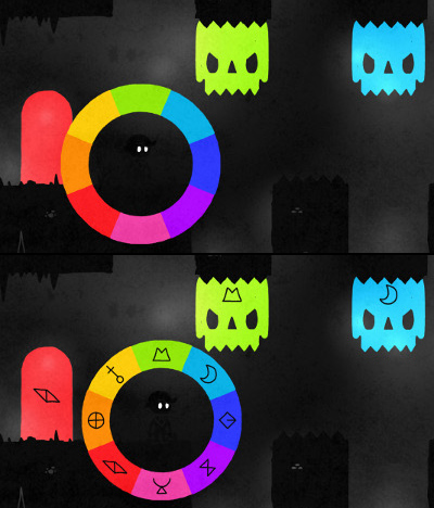 Vision: Color Cont.It can't be helped, color exists and might be a core part of your game. If you feel the need to use color provide a meaningful colorblind alternative (Ex:  @huethegame) or give players the ability to control colors (Ex:  @Battlefield)7/16