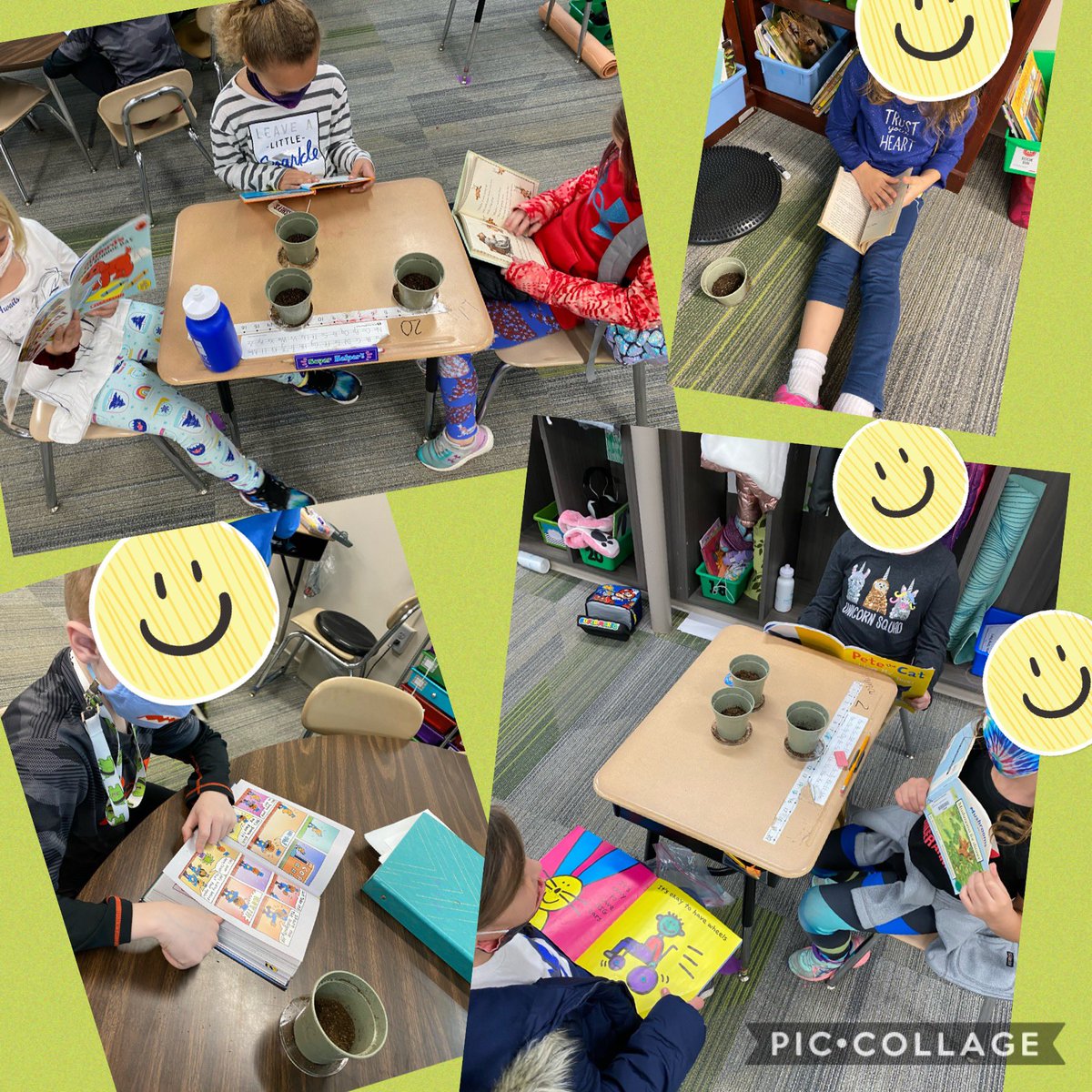 KatiePrivett2's tweet photo. First graders are so stinken cute! For science we planted seeds and for the end of the day activity, the kids wanted to read to their plants🥰📚@AndersonGrove #Readers https://t.co/RVbhCDqJ35