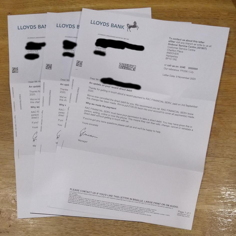 Today I got three totally identical letters in three separate envelopes from <a href="/LloydsBankBiz/">Lloyds Business</a>