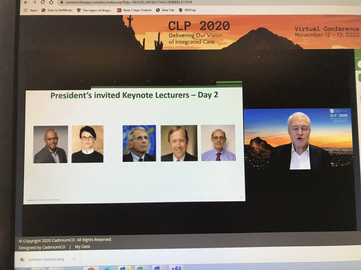 SanjSockalingam's tweet photo. Dr. Michael Sharpe kicks off @CL_Psychiatry #CLP2020virtual today - looking forward to presenting tomorrow with this esteemed panel of keynotes. #AnthonyFauci #COVID19 #obesity https://t.co/hayhE5QHon