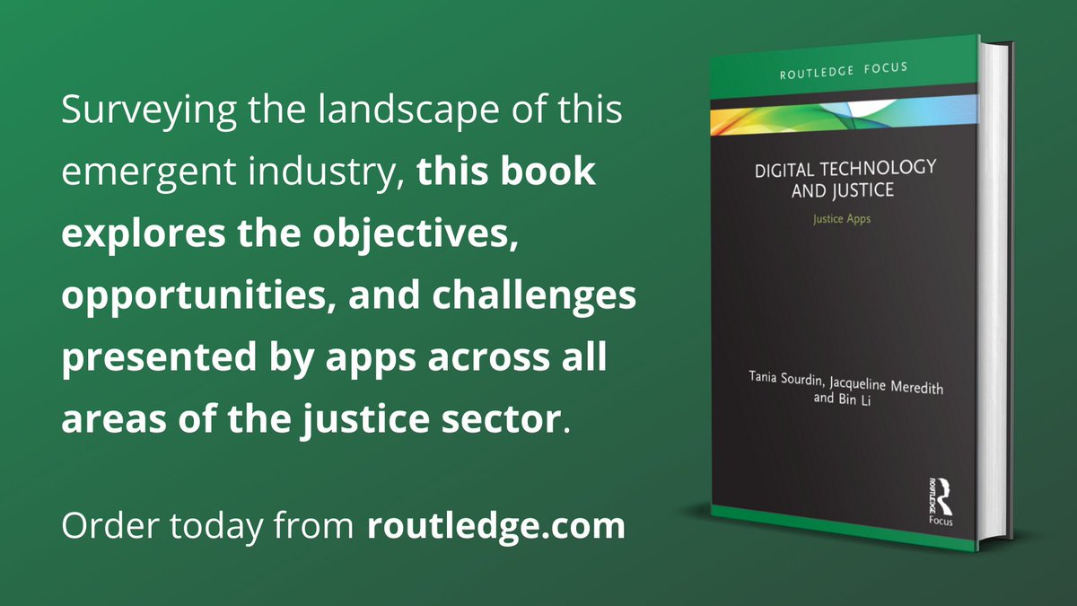 <a href="/UON_research/">Uni Newcastle Research</a> Our book on justice apps is due to be published in the next ten days by @TandF_Australia It is now available for pre-order and please enter the code FLR40 at checkout when purchased on routledge.com. Great to work with <a href="/TaniaSourdin/">Tania Sourdin</a> and <a href="/Jackie_Meredith/">Jackie Meredith</a>!