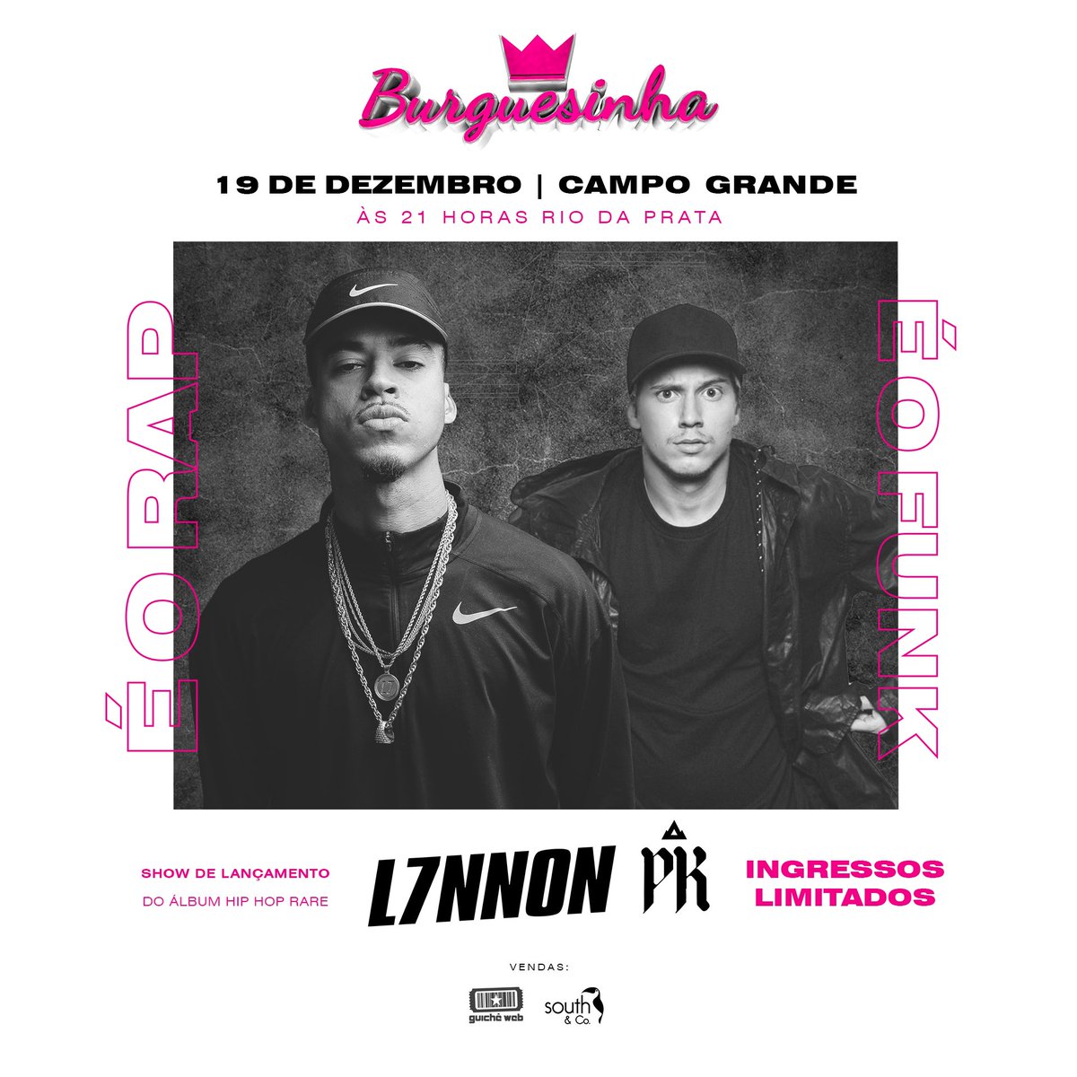 aburguesinharj's tweet photo. VOLTAMOS!!!

Com o show de lançamento do novo álbum da maior revelação do rap atual: L7NNON.🔥

E para a festa ficar ainda mais IMPKVEL, convocamos também uma das principais referências do Funk na atualidade: PK !! 🔊

CAMAROTES LIMITADOS À VENDA!
Wpp: 97683-8888 / 964463731 https://t.co/nagqalmlre