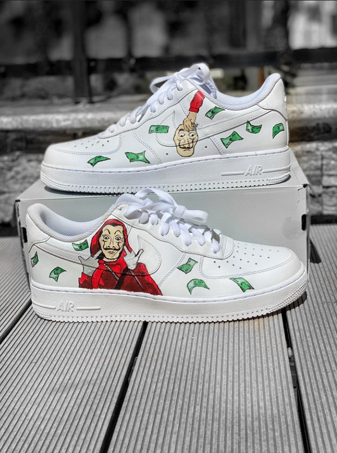 RBCustoms4 on "Excited to share the latest addition to my #etsy shop: Custom Nike Air Force 1 '' Money Heist '' La casa de papel https://t.co/kX3GoW9bye #birthday #moneyheist #freeshipping #gift #