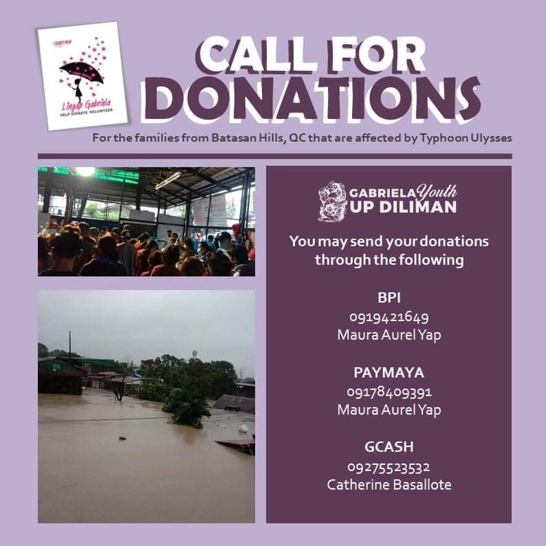 UP Diliman organizations gather donations for survivors of Typhoon  #UlyssesPH nationwide