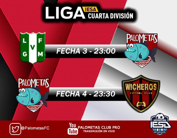 #Fecha3y4 Hoy a partir de las 23Hs y luego de dos derrotas consecutivas por #Copa #Palometas buscara la victoria ante <a href="/FcPaternal/">La Paternal FC</a> y <a href="/Wicheros2/">Wicheros</a> 
Te lo presentamos así 👇