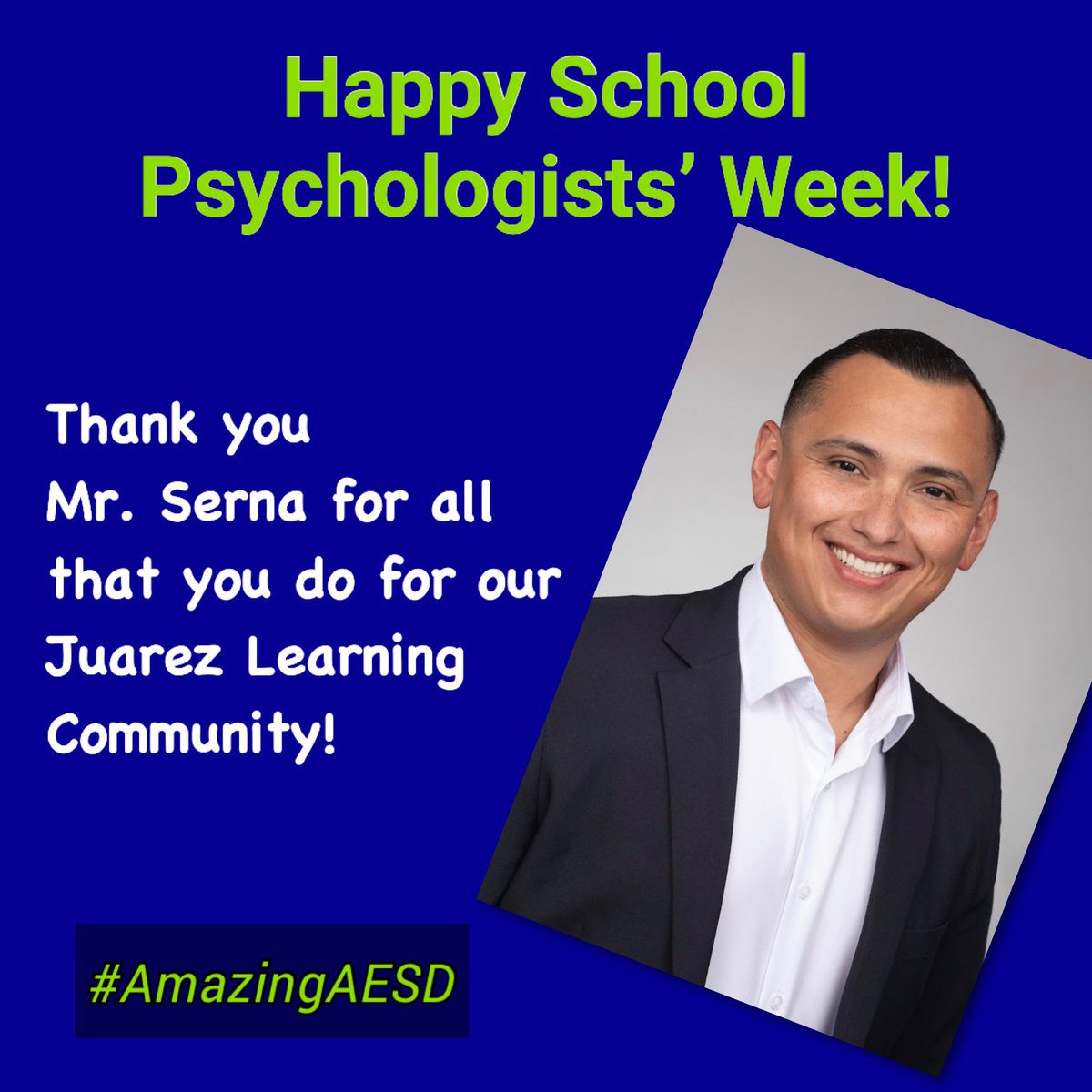 JuarezScholars's tweet photo. Shout out to our #AmazingAESD Juarez School Psychologist! 🎉 https://t.co/LRexb8rgm1