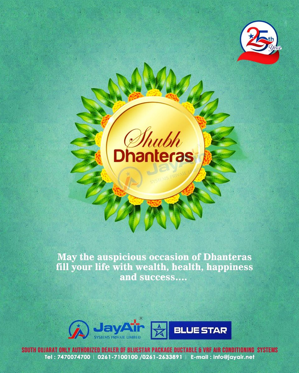 pritswami's tweet photo. Wishing You &amp; Your Family Happy Dhanteras... May God Fill Your Life With Wealth, Health, Happiness &amp; Success...

#bluestarlimited
#jayairsystemsprivatelimited 
#prouddealer 
#hvac 
#dhanteras 
#covid_19 https://t.co/BKsrZBLBhq