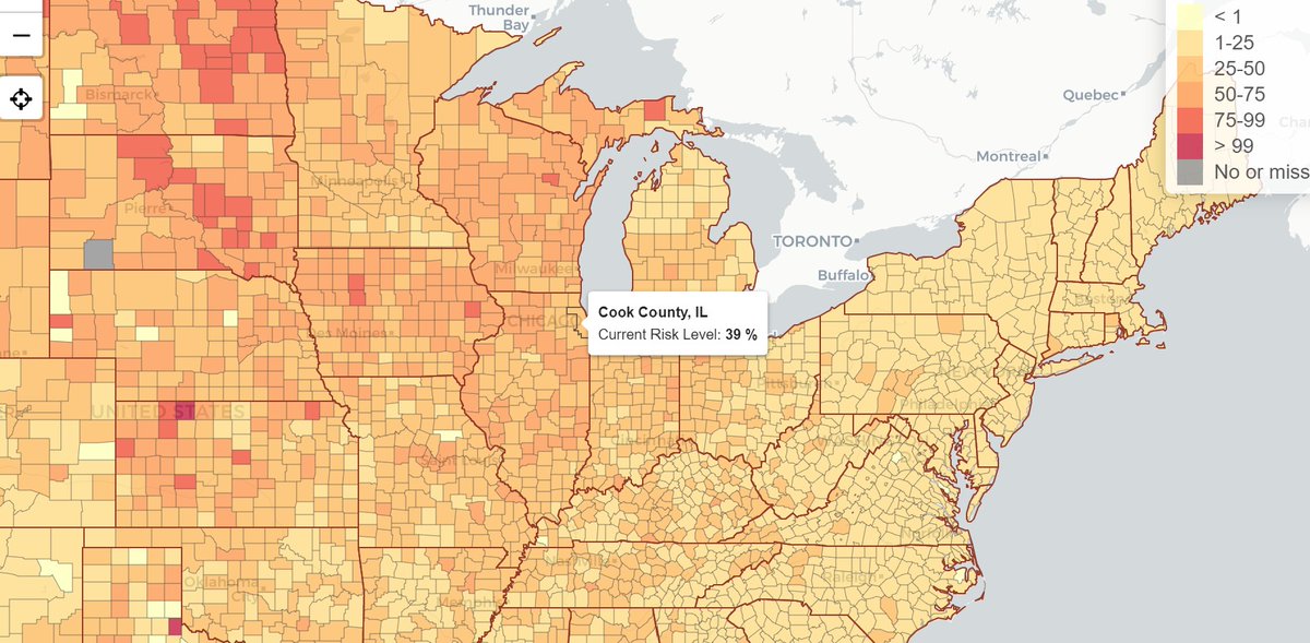 pgcornwell's tweet image. You chance of encountering someone with COVID-19 at a gathering of 10 people, by location:

NYC: 8%
Seattle/King County: 11%
Los Angeles: 12%
Chicago/Cook County: 39%
Norton County, KS: More than 99%

covid19risk.biosci.gatech.edu
