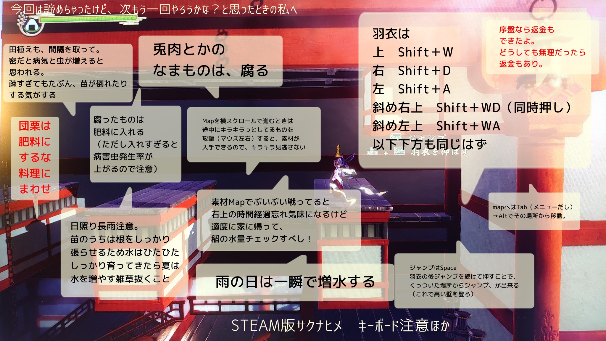 裏花火 Steam 版 サクナヒメ キーボード操作はその後なんとか動くようになり これなら返金リクエスト取り消してもいいかも と思ったんだけど 見に行ったらすでに返金になっていたので 今回はそのままアンインストールしました でも きっとまた