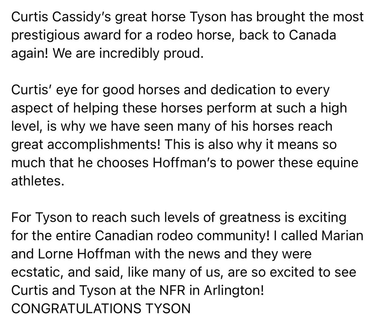 Hoffman’s is very excited to announce that one of our very own #HoffmansHorses is the 2020 AQHA STEER WRESTLING HORSE OF THE YEAR.
Take a read!
CONGRATULATIONS TYSON
#TeamHoffmans #AQHAHorseOfTheYear #equinenutrition #prorodeo