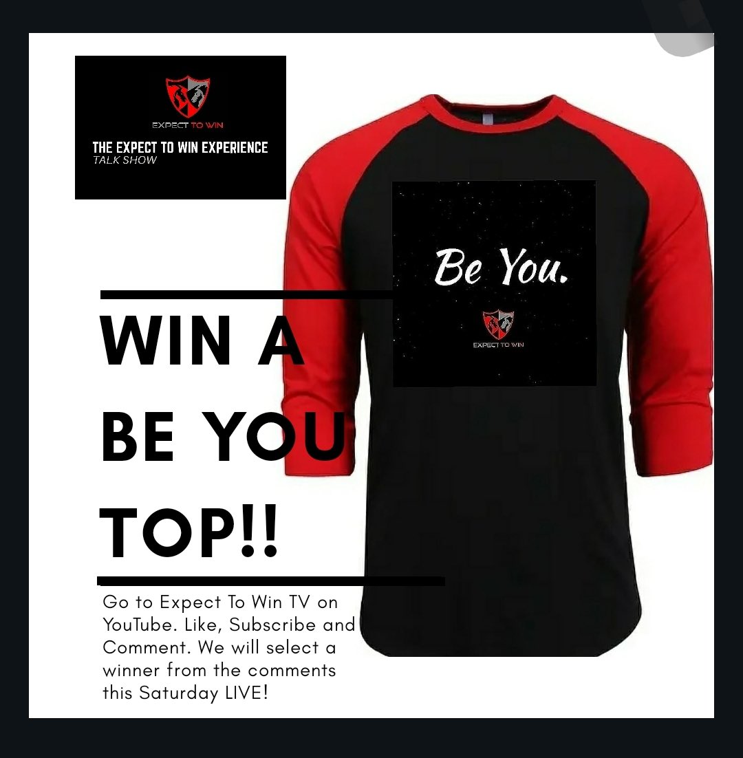 Tune in to this Saturday's live show at 7pm PST/10pm EST then like, subscribe, and comment to win an Expect to Win top! Link to watch in bio. Good luck! #Giveaway #ExpectToWin #TheExpectToWinExperienceTVShow #ExpectToWinTV #YouTube