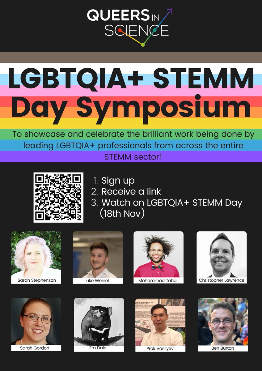 QueersInScience's tweet photo. THIS WEDNESDAY: Join us for our #LGBTQSTEMDay Symposium! Showcasing brilliant work by leading 🌈 professionals across the entire STEMM sector. Queer science over a morning croissant?🥐 Or a cheeky wine in the evening?🍷 Sign up &amp; watch anytime on the day: https://t.co/j5HcpPrINX https://t.co/F8gNM8uZ3P