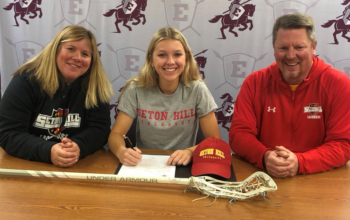 donsutfin's tweet photo. Proud Mama Bear and Papa Bear.  @CarleighSutfin signs to play @SetonHillWLax.  Thanks to @EmpressWLax @edenlacrosse @EdencsdRaiders @EdenASBC @EdenCSD #SHU25 https://t.co/WCnU1yj3lB