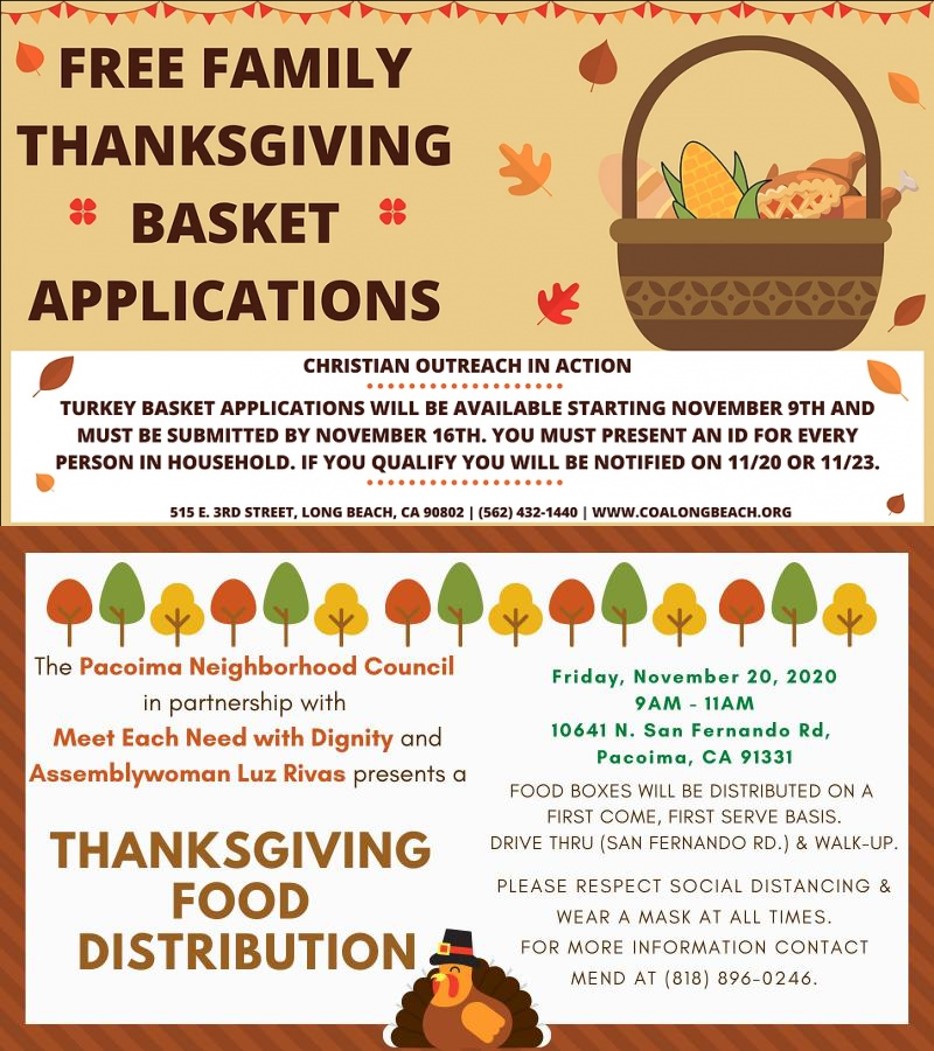 LACo_DPSS's tweet photo. It’s been a tough year, but there is always something to be thankful for, like these upcoming #Thanksgiving food giveaways! Mark your calendar and pick up a meal or food supplies at these locations. #freefood #foodpantry #losangeles @CountyofLA  @MayorOfLA  @LongBeachMayor https://t.co/cGSiEHNiLw
