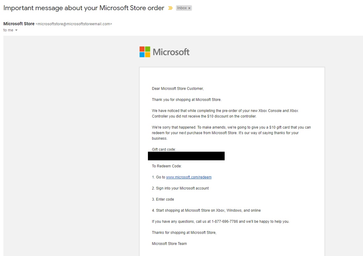 i ordered an xbox card